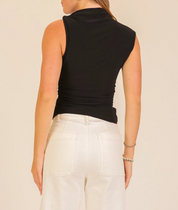 The Madison Drape Tank Top Black