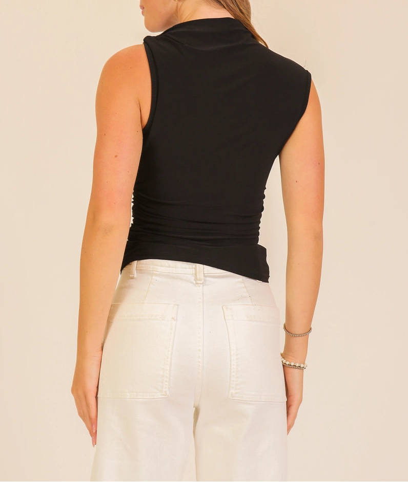 The Madison Drape Tank Top Black
