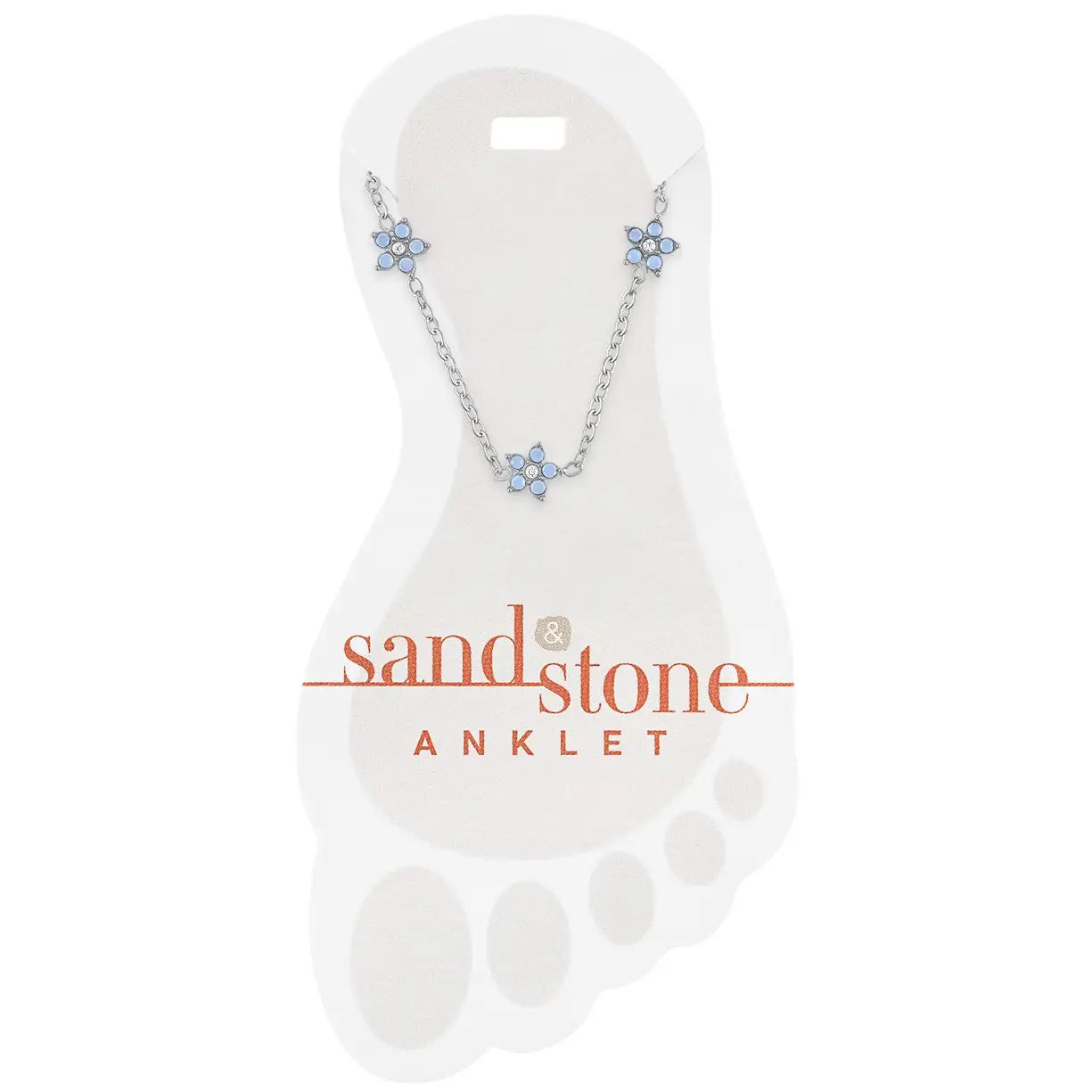 Sand & Stone Anklets: Silver Air Blue Opal Flower Anklet