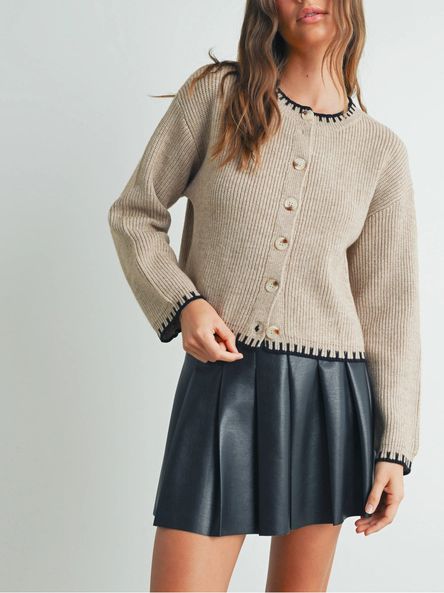 Adriana Taupe Cardigan Top