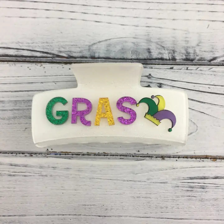 Glitter Mardi Gras Claw Clip