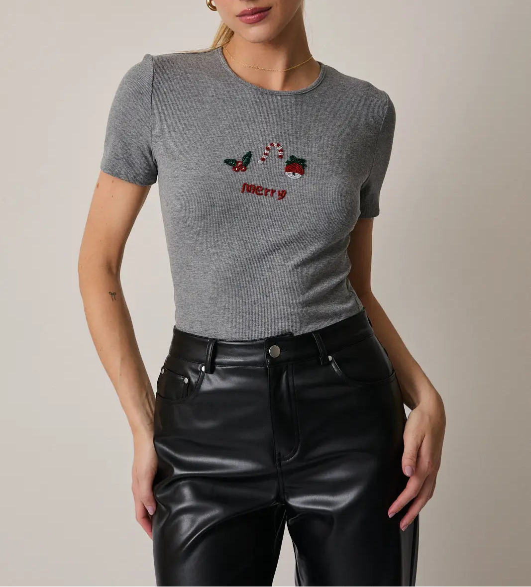Merry Little Beaded Tee
