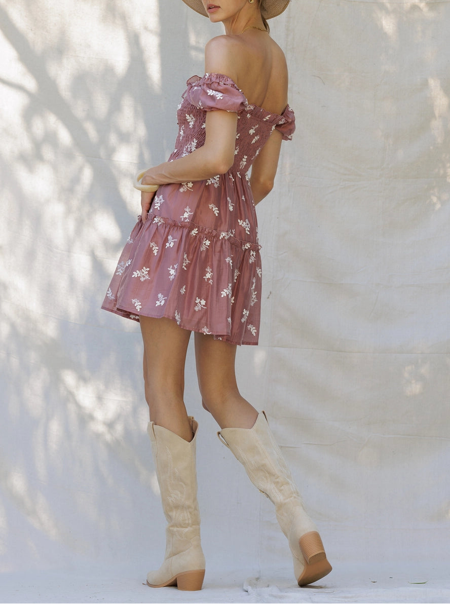 Stephanie Embroidered Mini Dresss