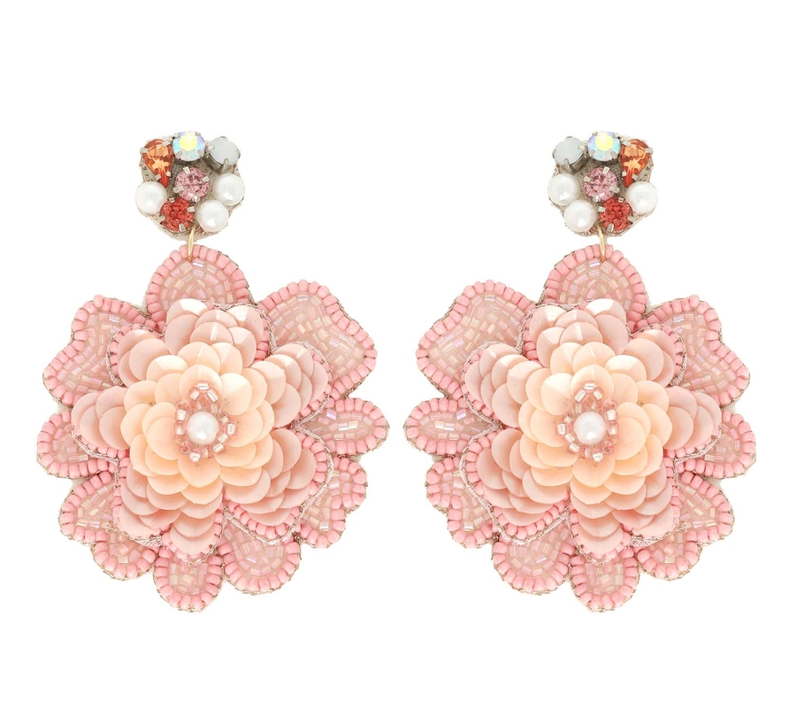 2 Tier Jeweled Floral Bead Earring