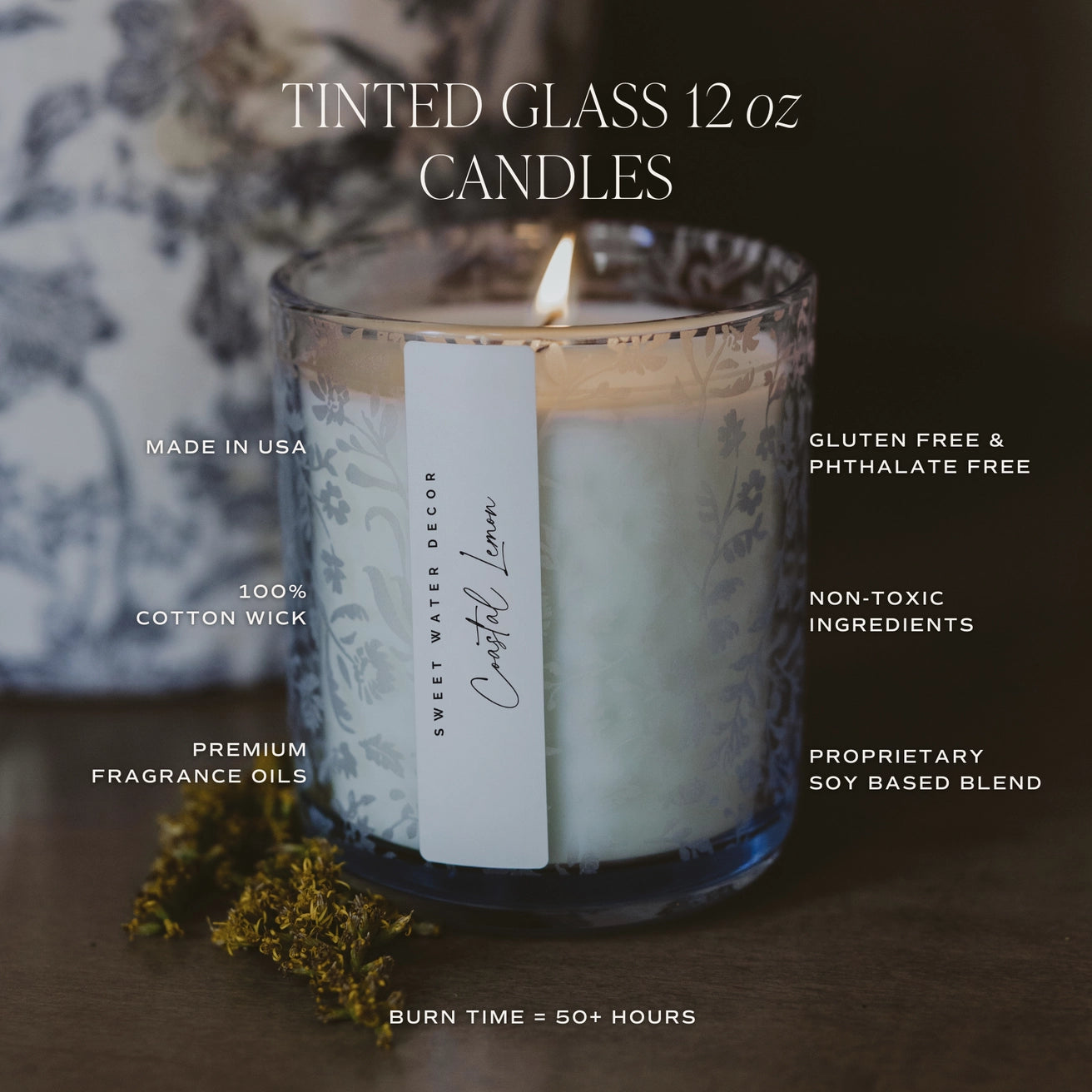 Salt and Sea 12oz Blue Floral Candle