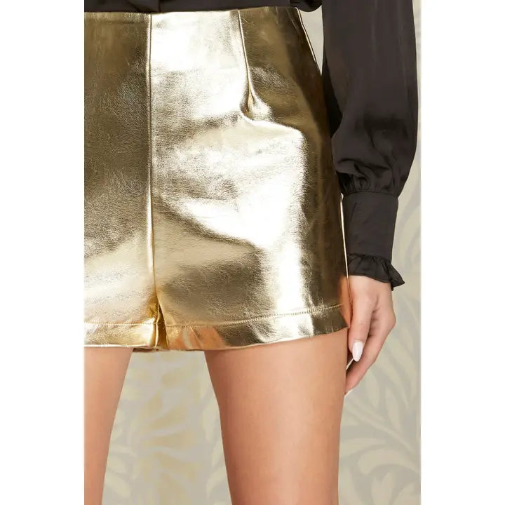 Melissa Metallic Faux Leather Shorts