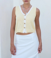 Coastal Contrast Knit Vest Yellow