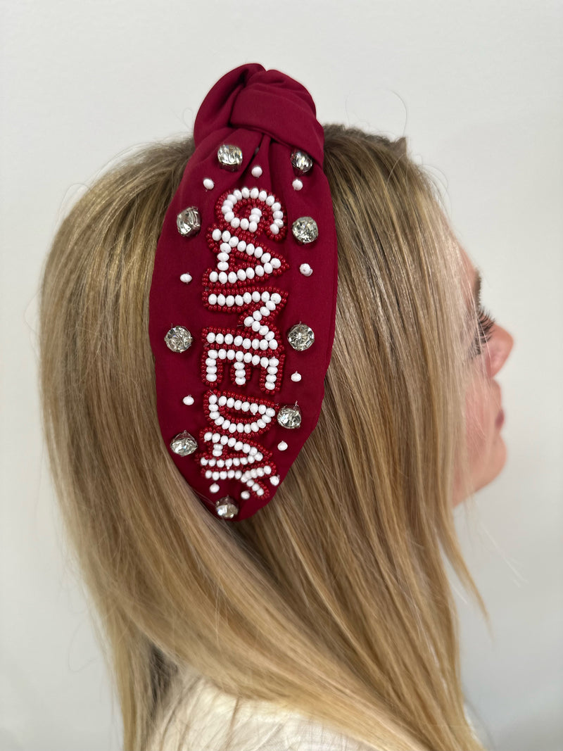 Maroon & White Game Day Headband