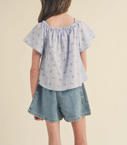 Tween Blue Meadow Top