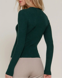 Alissa Hunter Green Ribbed Sweater Top