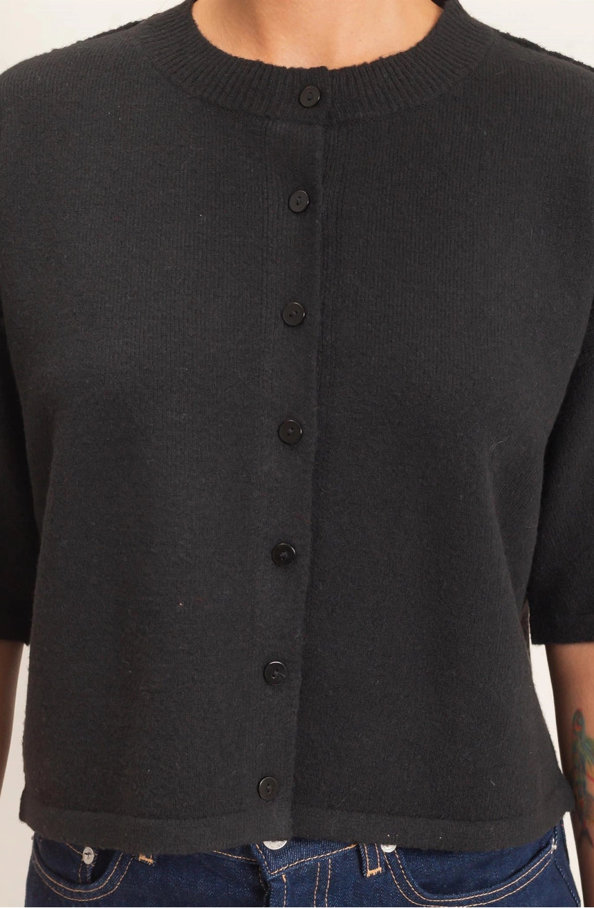 The Effortless Button Cardigan Black