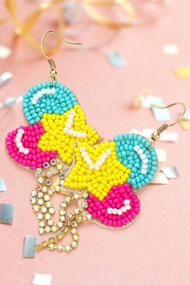 Birthday Balloon Beaded Earrings