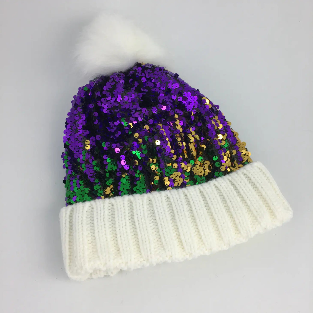 Mardi Gras Sequin Beanie Hat