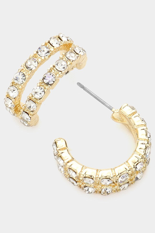 Stone Paved Hoop Earrings