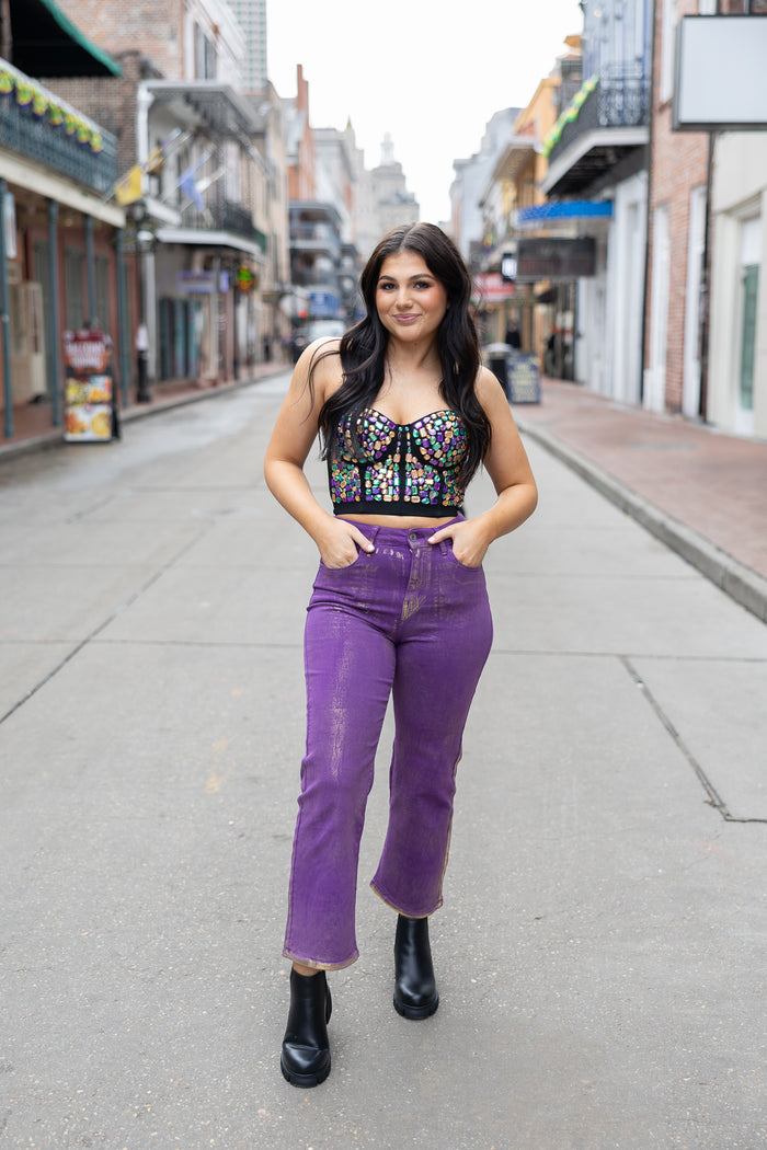 Mardi Gras Rhinestone Bustier