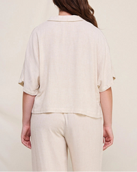 Curvy Elena Linen Cropped Top
