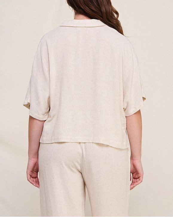 Curvy Elena Linen Cropped Top