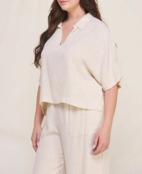 Curvy Elena Linen Cropped Top