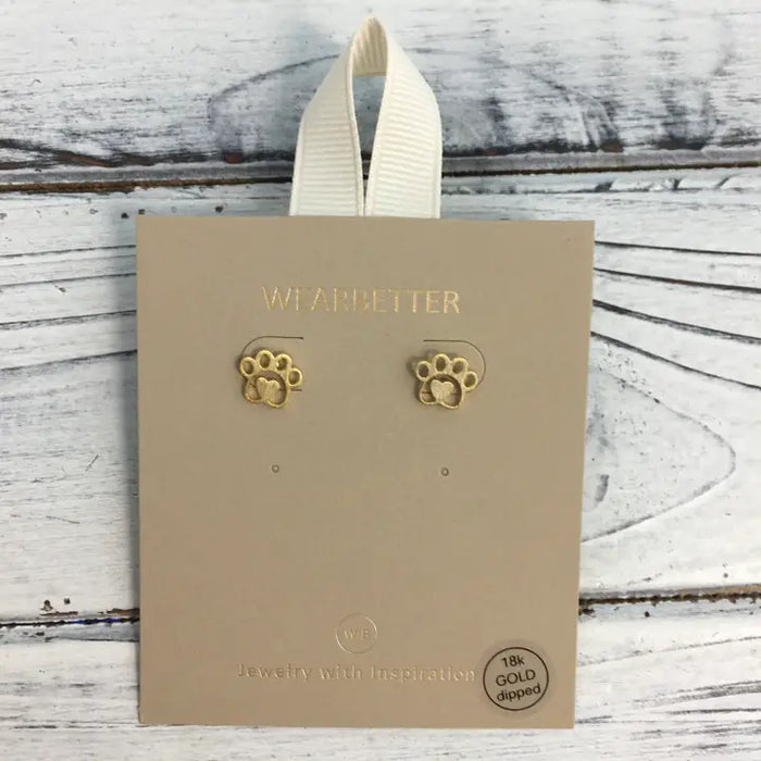 Tiger Paw & Heart Post Earrings