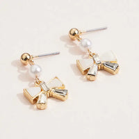 Gold Bow Drop Earrings