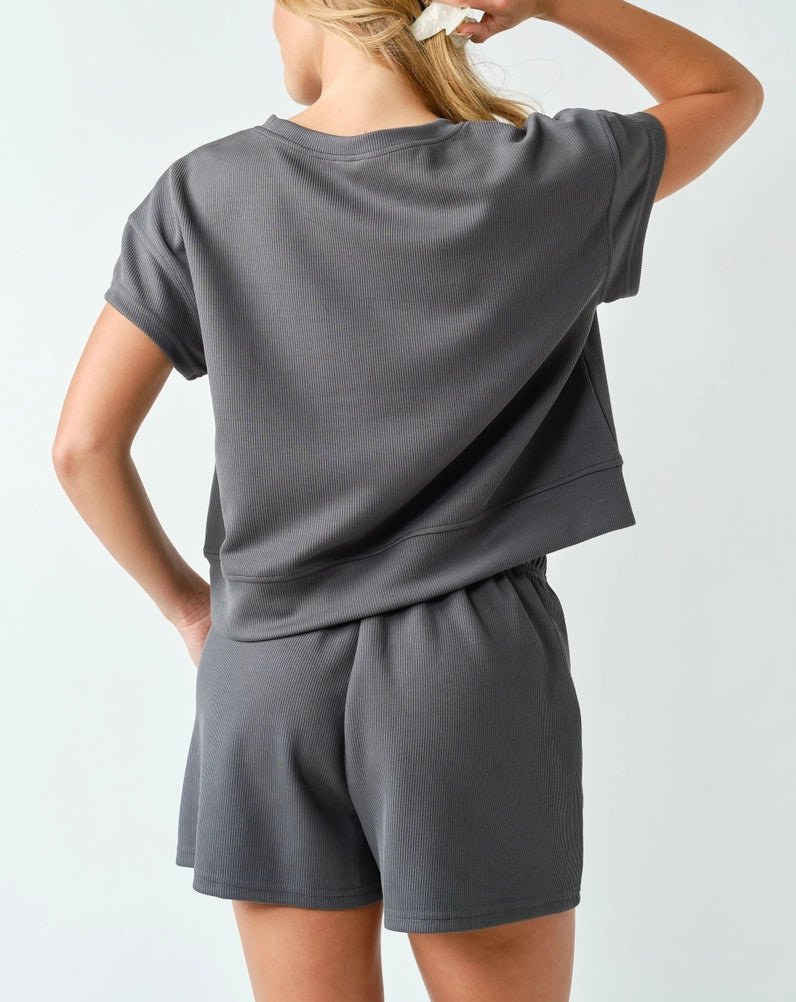 Luxe Ribbed Classic Set Ash Grey