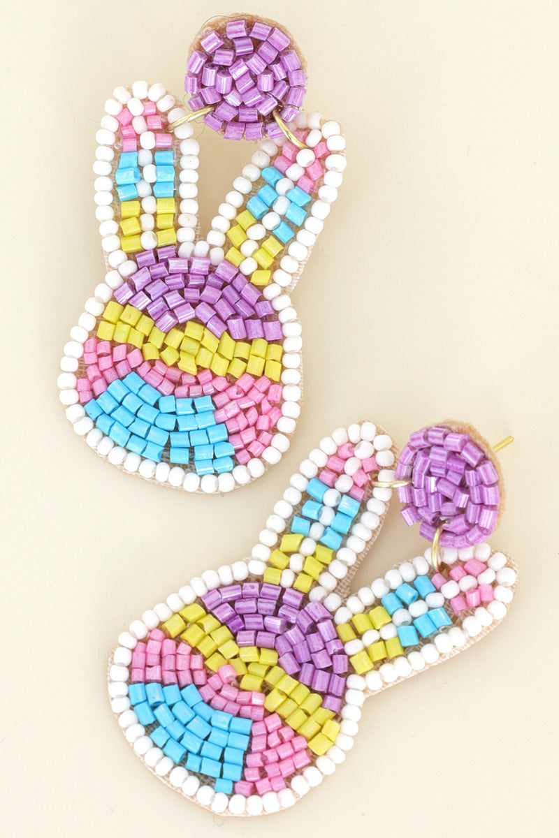 Mutli Color Bunny Beaded Earrings