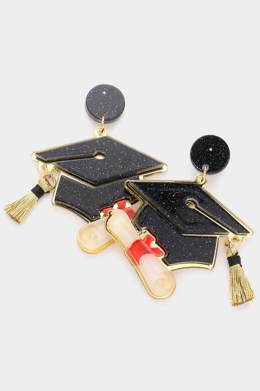 Graduation Cap Resin Earrings