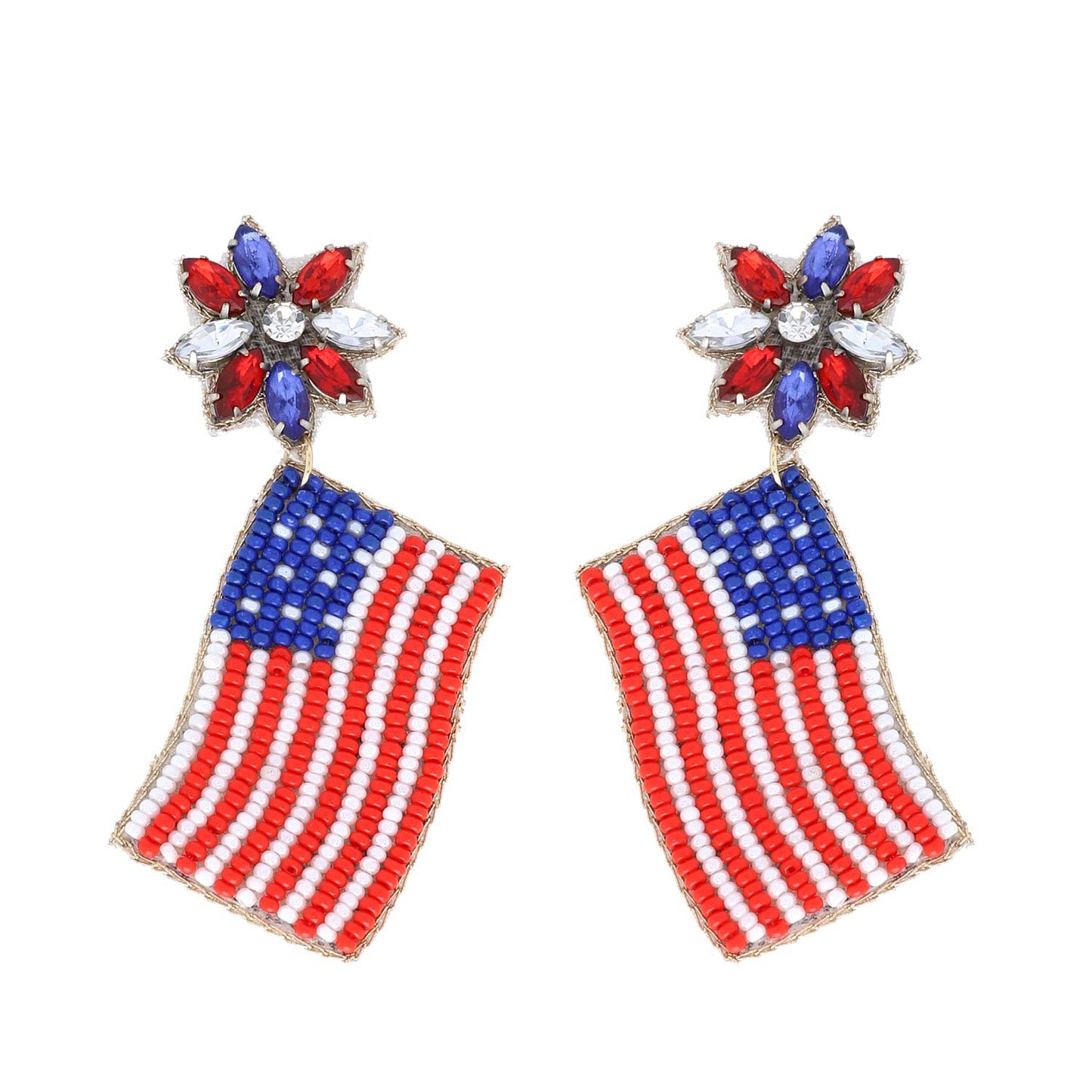 United States Flag Beaded Earrings