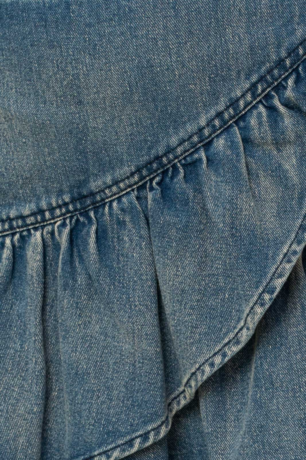 Ruffle Detail Denim Skirt