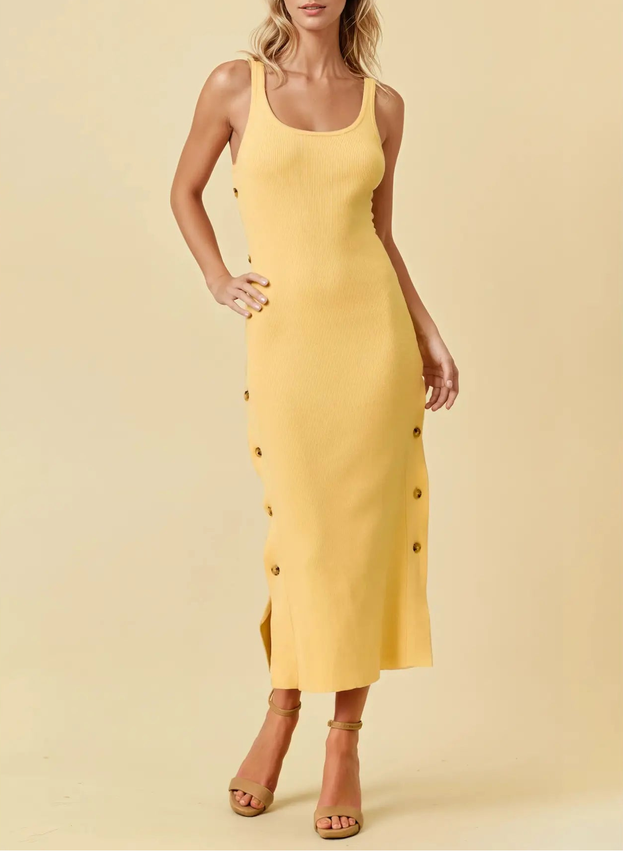 Buttercup Button Midi Dress