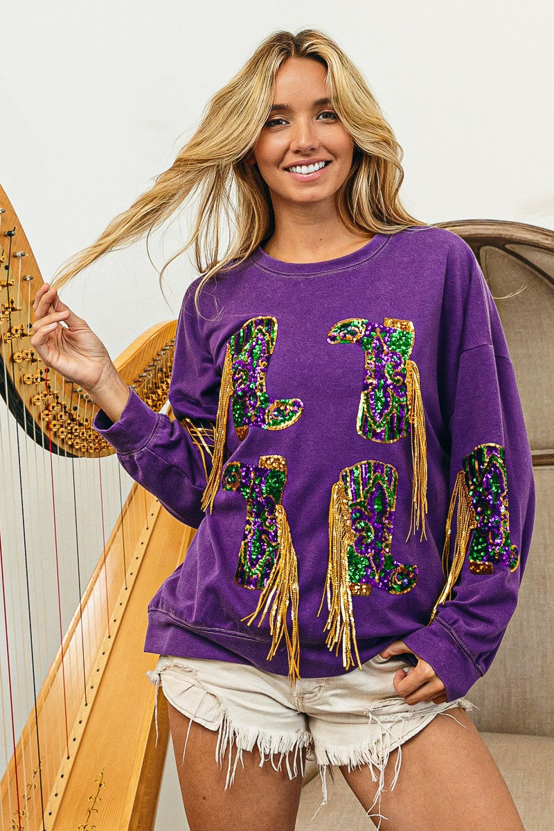 Fringed Bootie Mardi Gras Top