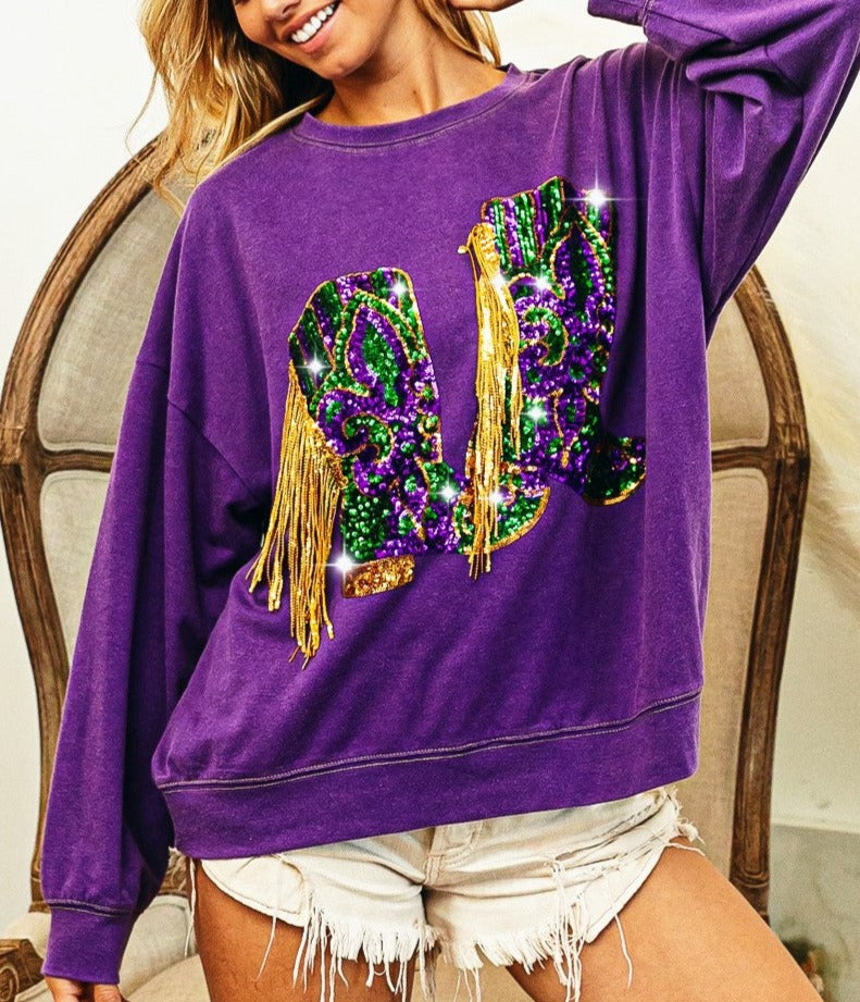 Fringed Boots Mardi Gras Top