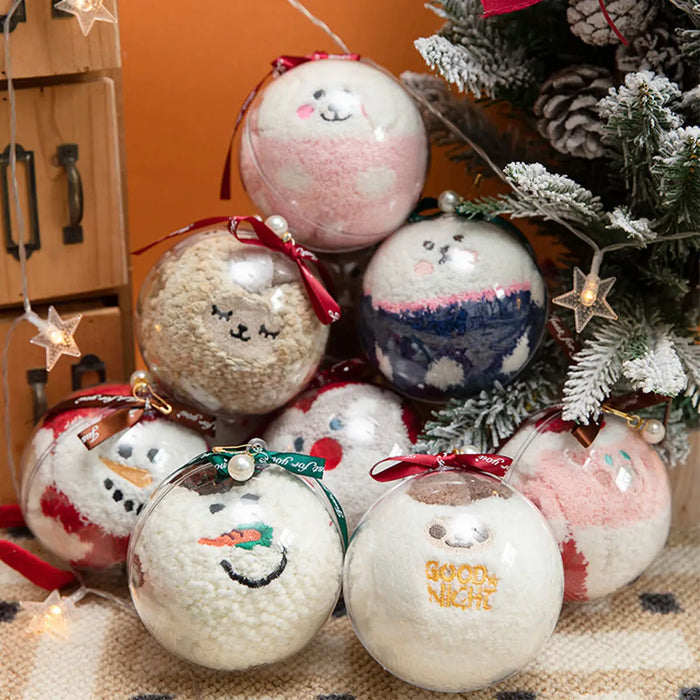 Fuzzy Ornament Christmas Socks