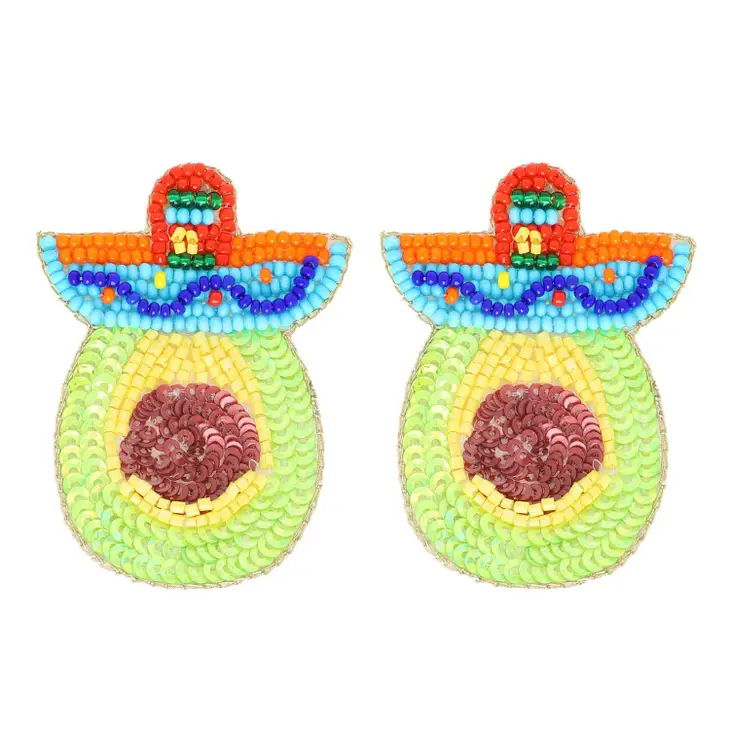 Sombrero Avocado Beaded Earring