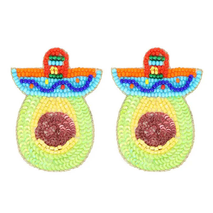 Sombrero Avocado Beaded Earring