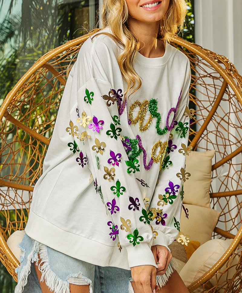 Fleur De Lis Mardi Pullover