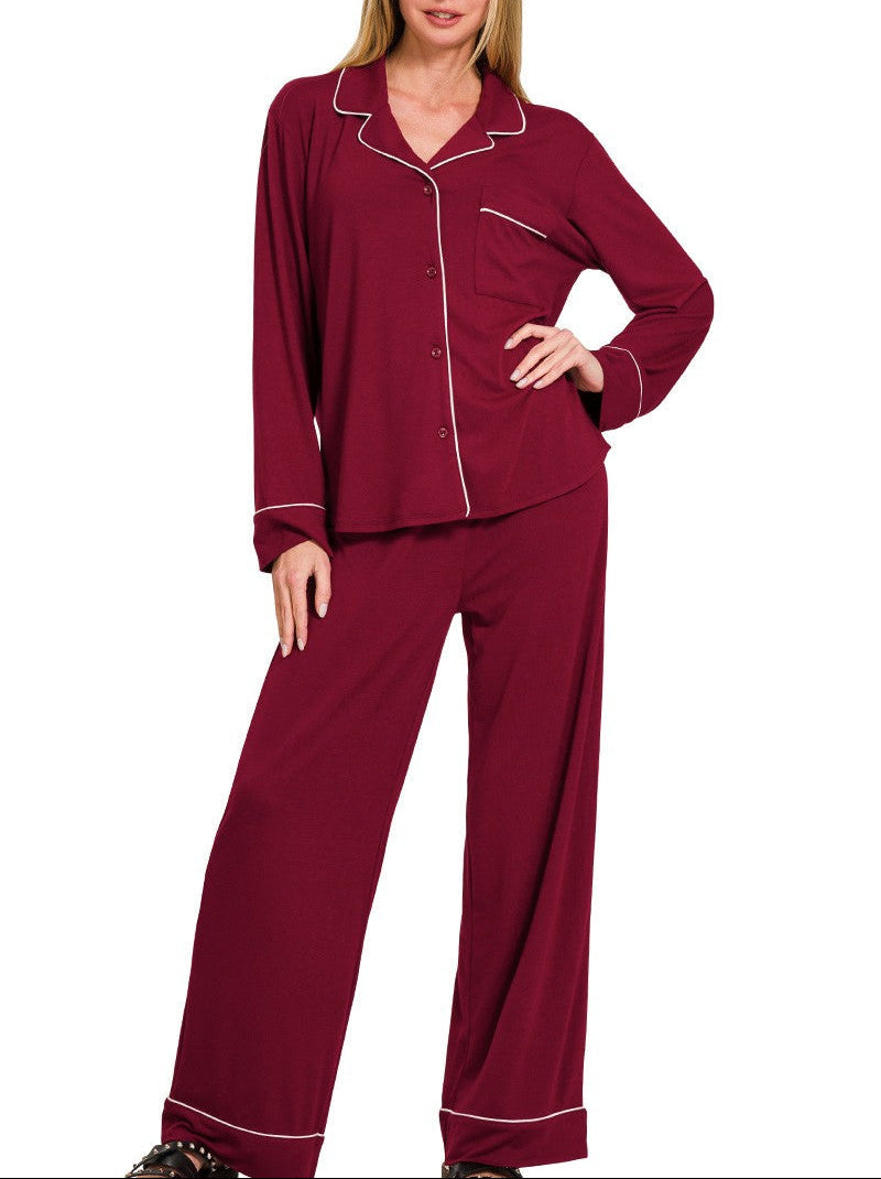 Lilian Dk Burgundy Pajama Set