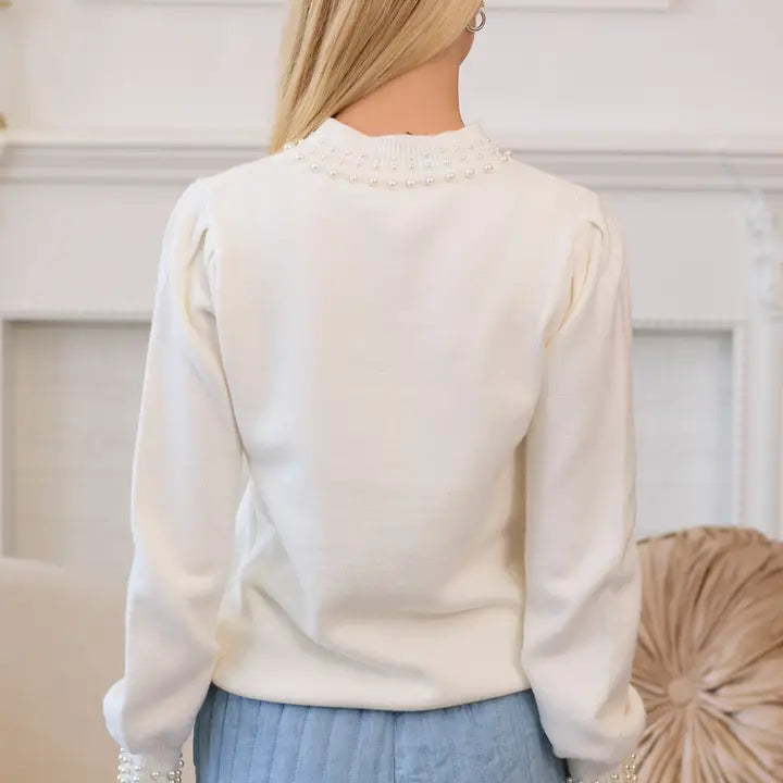 Paris Pearl Trim Sweater