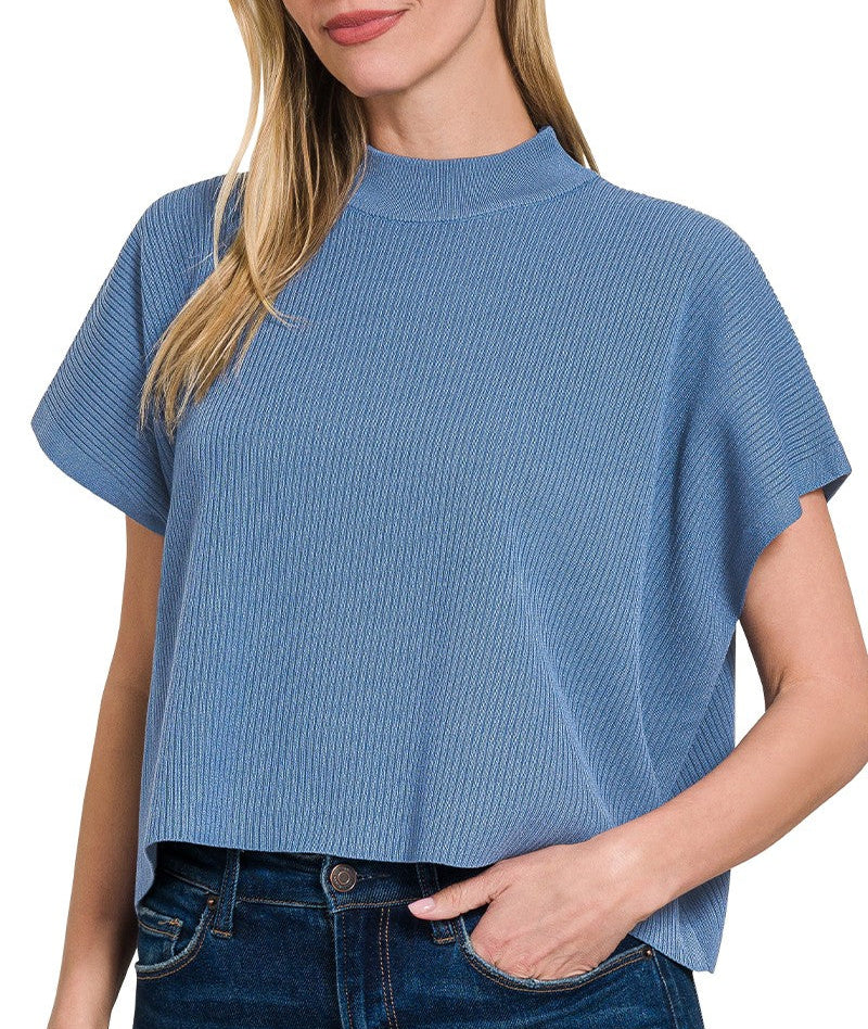 Cecelia Dusty Blue Sweater Top