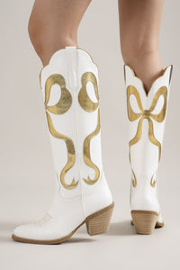 Gold Bow Tall Boot