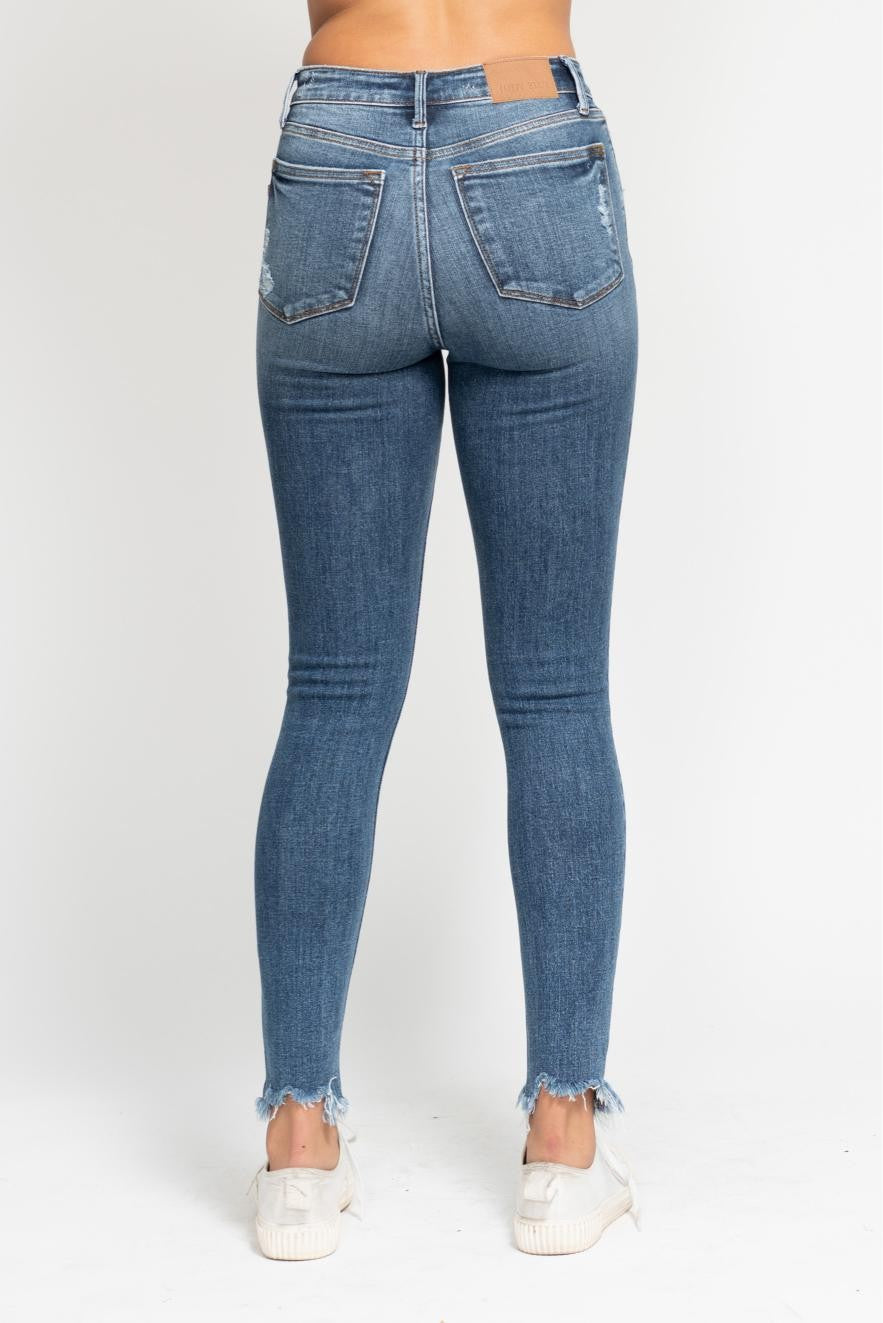 Judy Blue HW Destroyed Hem Skinny Jeans