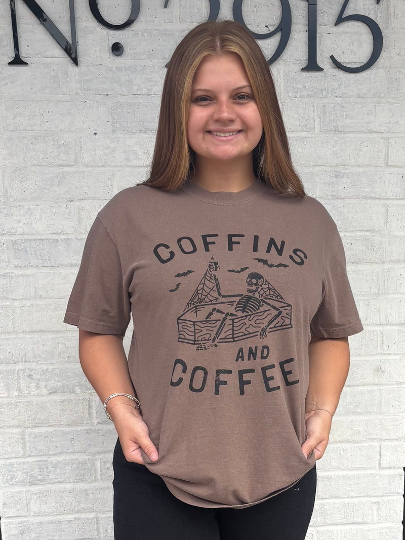 Coffins And Coffee Graphic Tee