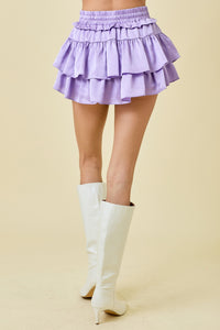 Regina Lilac Satin Ruffle Skort