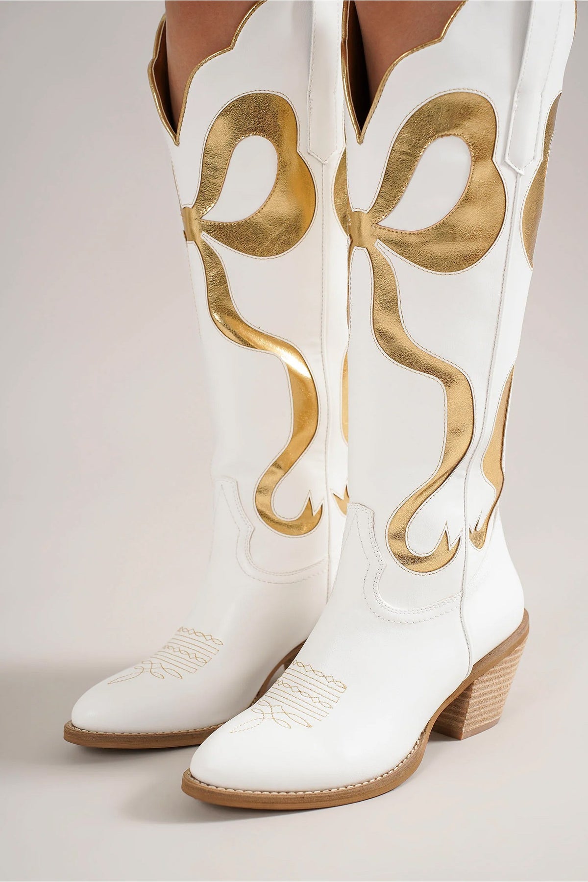 Gold Bow Tall Boot