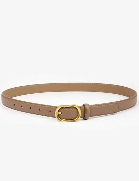 Slim Gold Round Buckle Belt