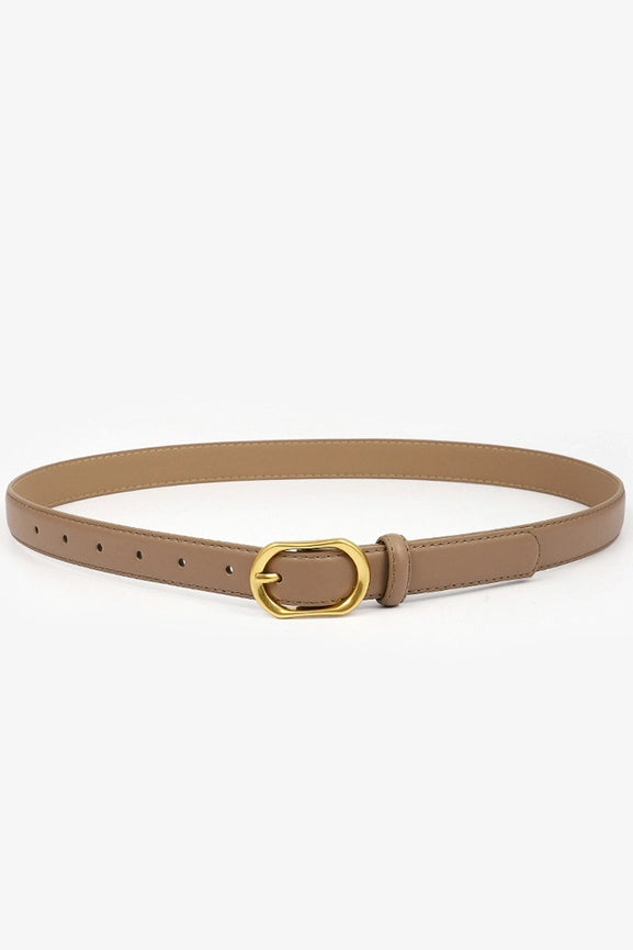 Slim Gold Round Buckle Belt