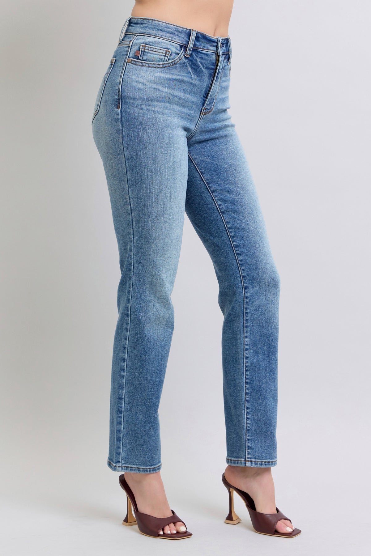 Judy Blue Vintage Wash Thermal Straight Jeans