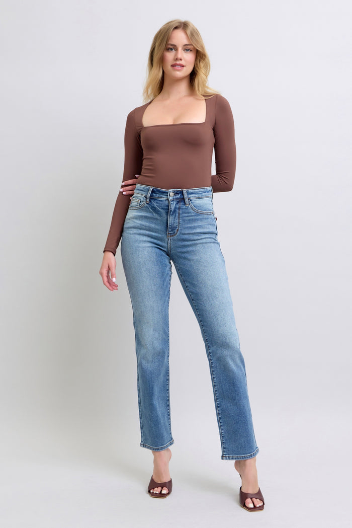 Judy Blue Vintage Wash Thermal Straight Jeans