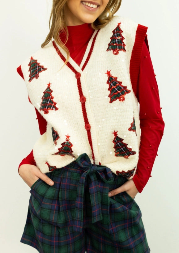 Plaid Christmas Tree Vest