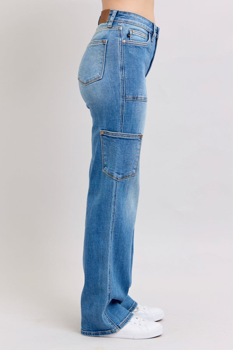 Judy Blue HW 90's Cargo Straight Jeans